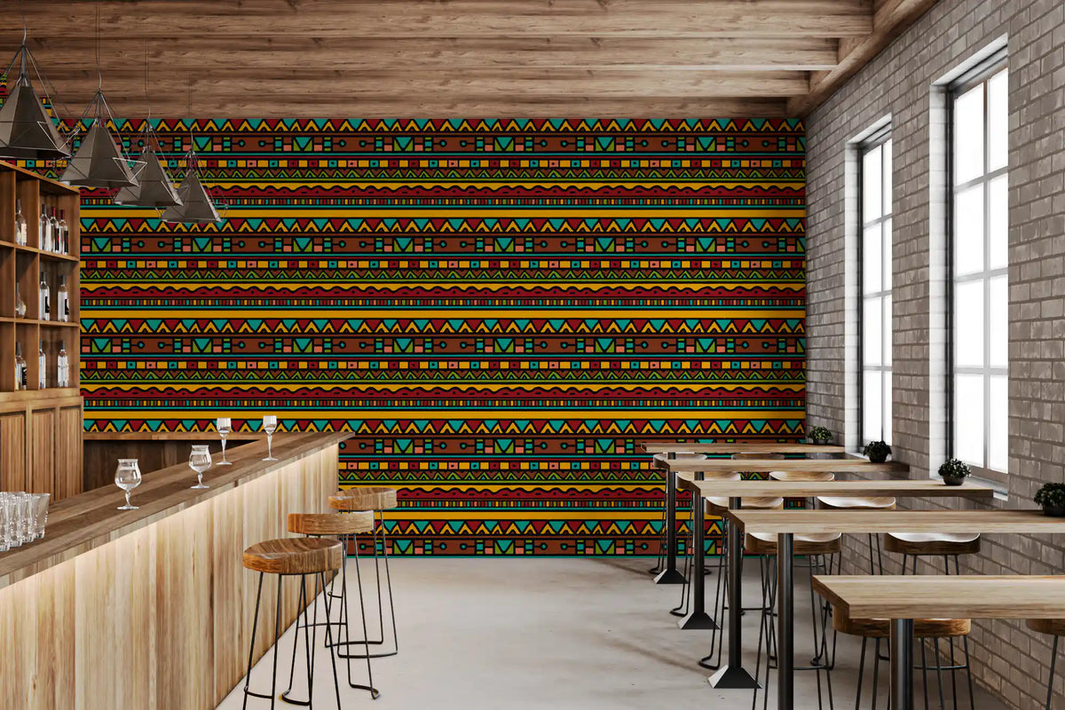 Tribal Folk Geometric Pattern Wallpaper⁠