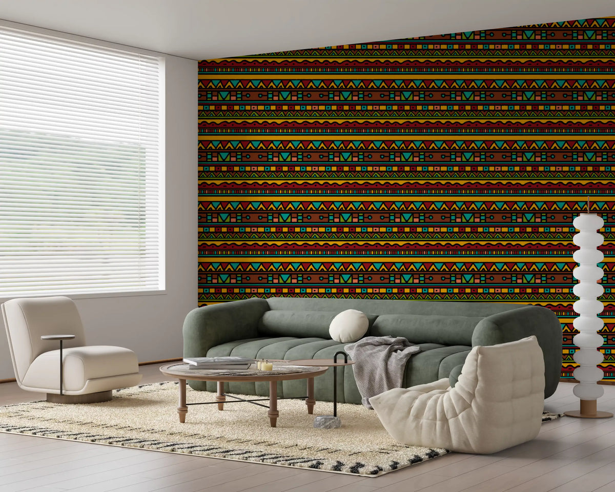Tribal Folk Geometric Pattern Wallpaper⁠