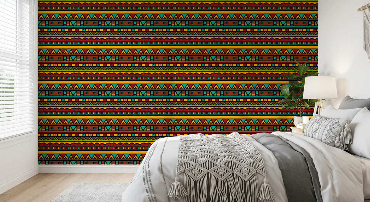 Tribal Folk Geometric Pattern Wallpaper⁠