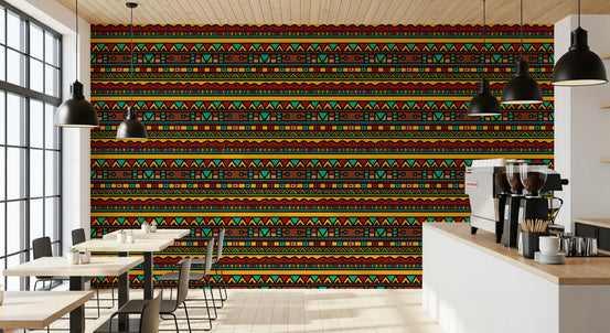 Tribal Folk Geometric Pattern Wallpaper⁠