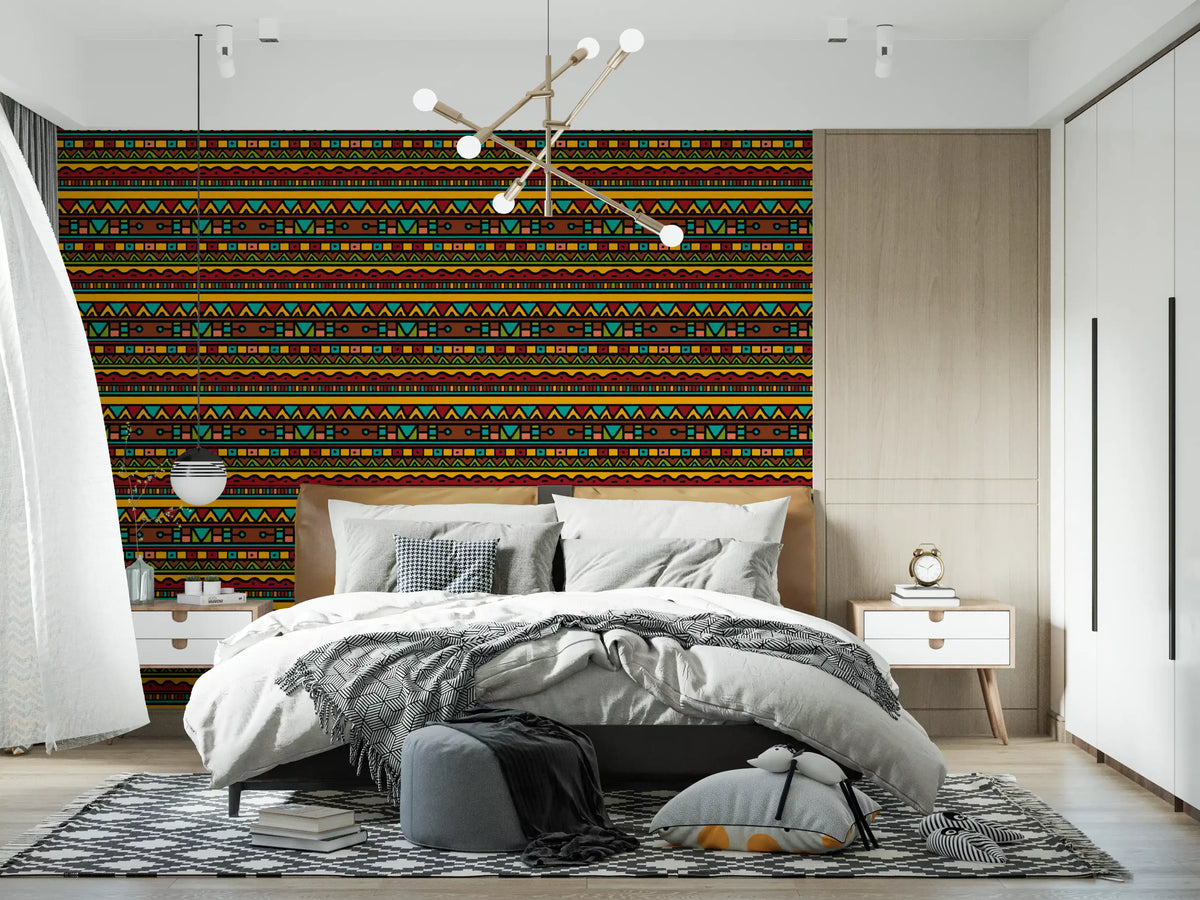 Tribal Folk Geometric Pattern Wallpaper⁠
