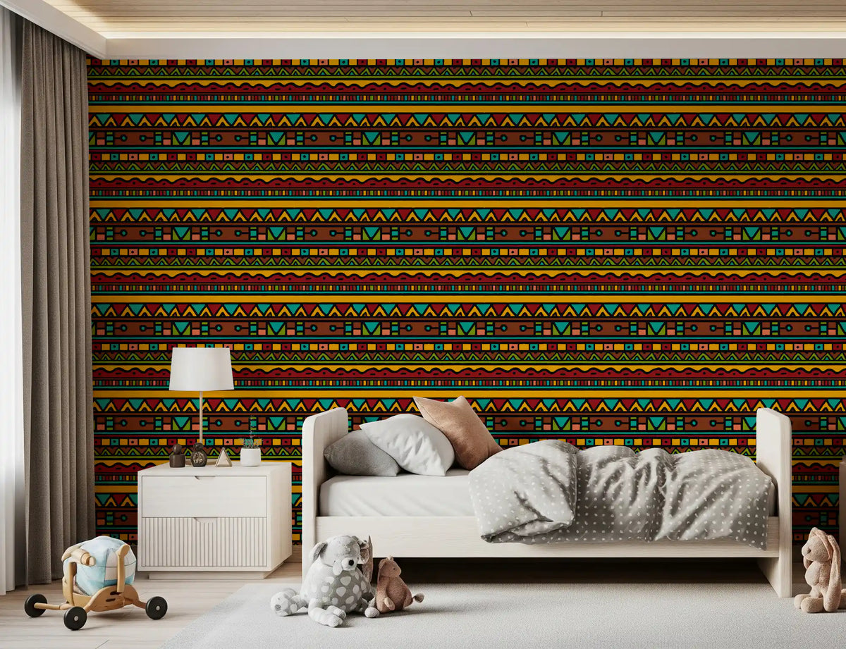 Tribal Folk Geometric Pattern Wallpaper⁠