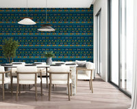 Tribal Indigo Patterned Motif Wallpaper⁠