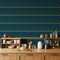 Tribal Indigo Patterned Motif Wallpaper⁠