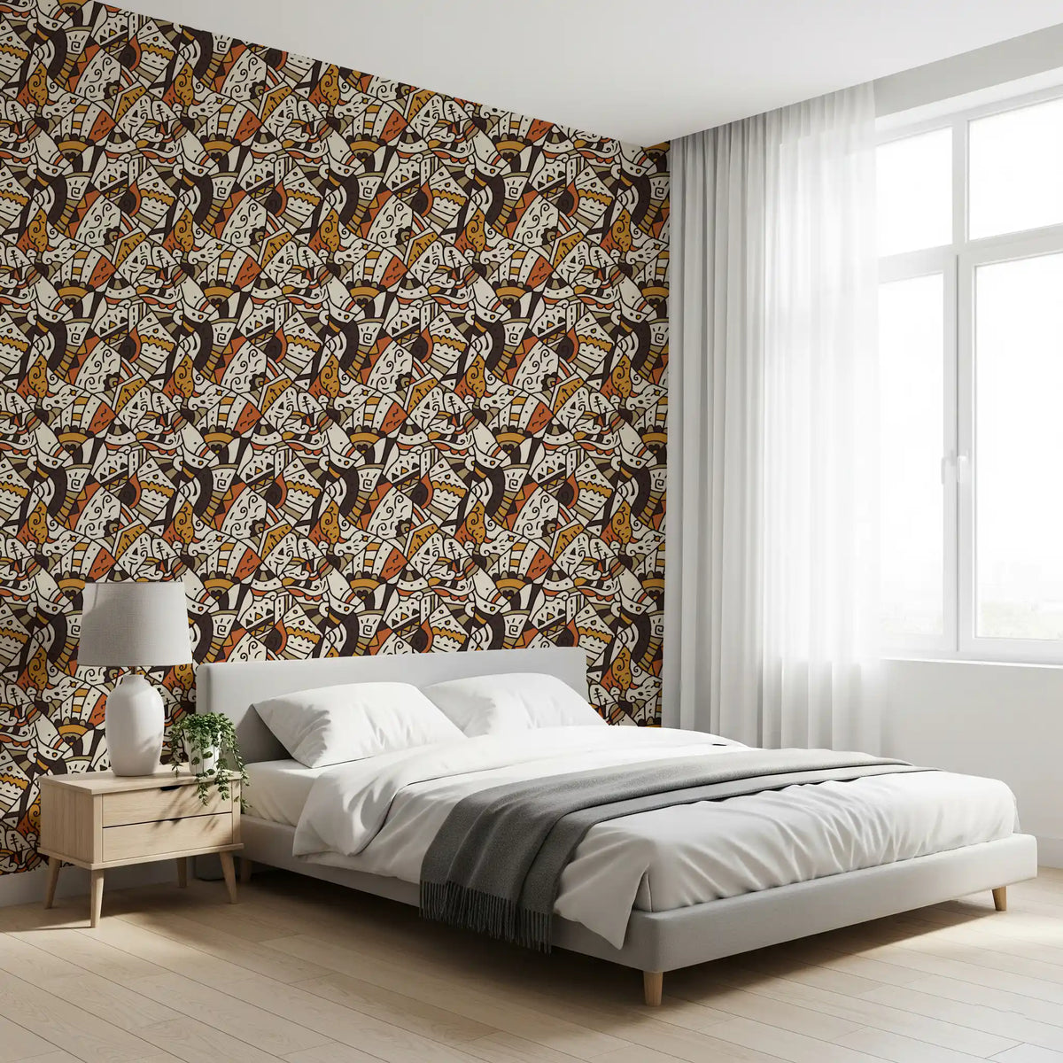 Abstract Tribal Spirals and Shapes Wallpaper⁠