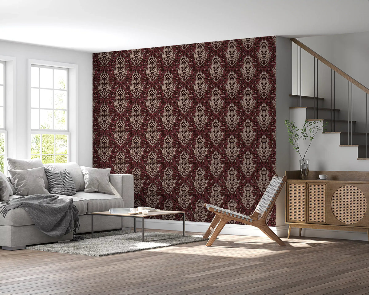 Tribal Mask Geometric Pattern Wallpaper⁠