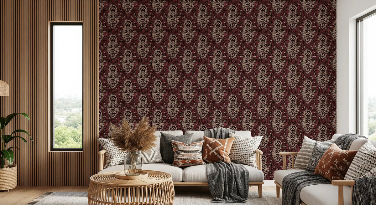 Tribal Mask Geometric Pattern Wallpaper⁠