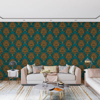 Graphic Mask Motif Pattern Wallpaper⁠