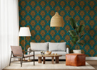 Graphic Mask Motif Pattern Wallpaper⁠