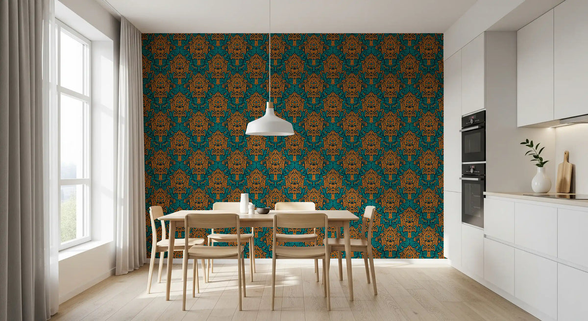 Graphic Mask Motif Pattern Wallpaper⁠