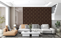 Ancient Geometric Brown Tribal Motif Wallpaper⁠