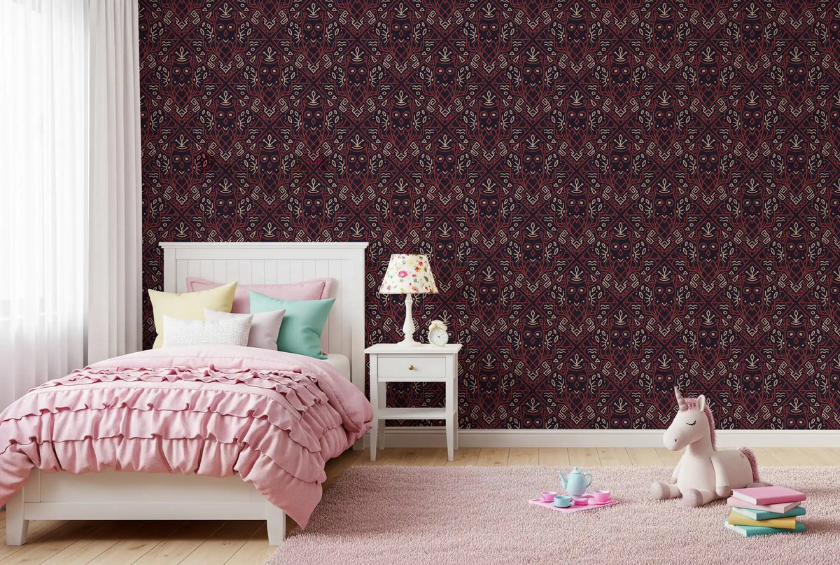 Geometric Tribal Owl Pattern Wallpaper⁠