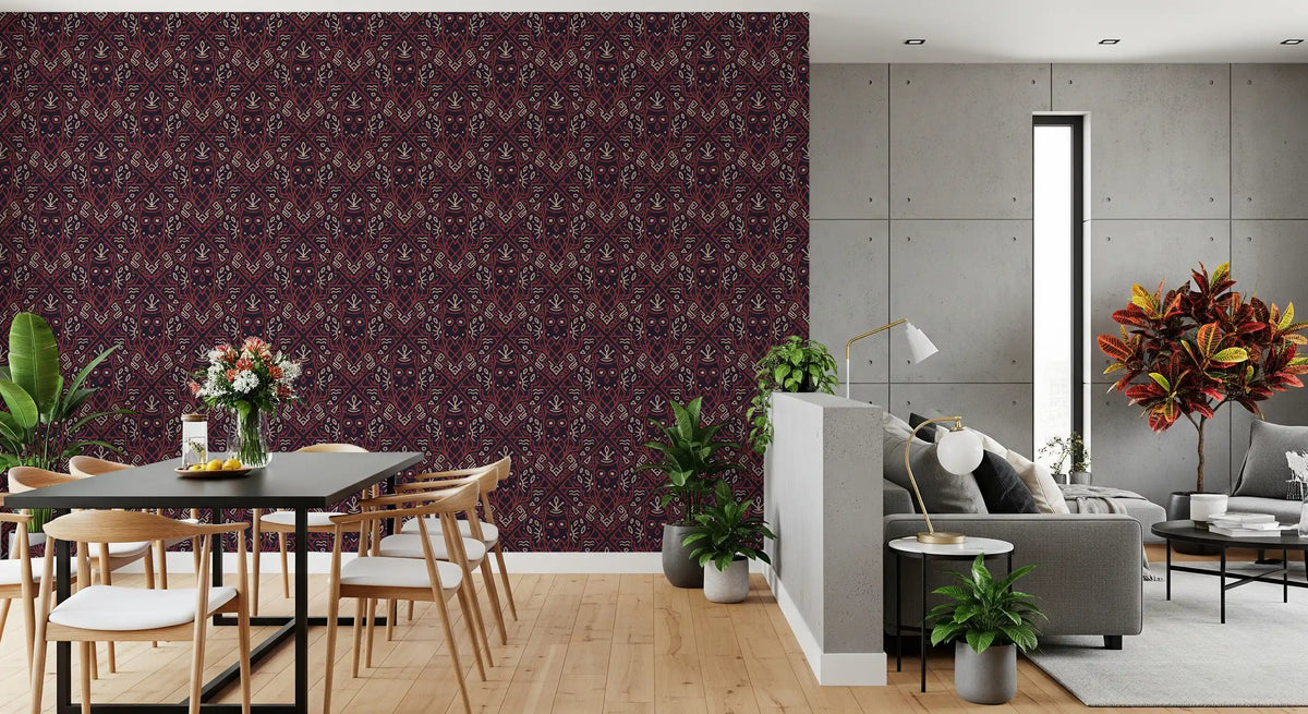 Geometric Tribal Owl Pattern Wallpaper⁠