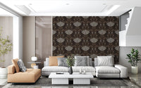 Choco Floral Damask Motif Wallpaper⁠