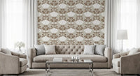 Cream and Brown Floral Damask Wallpaper⁠