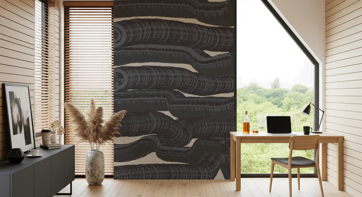 Monochrome Fluid Layers Wall Mural