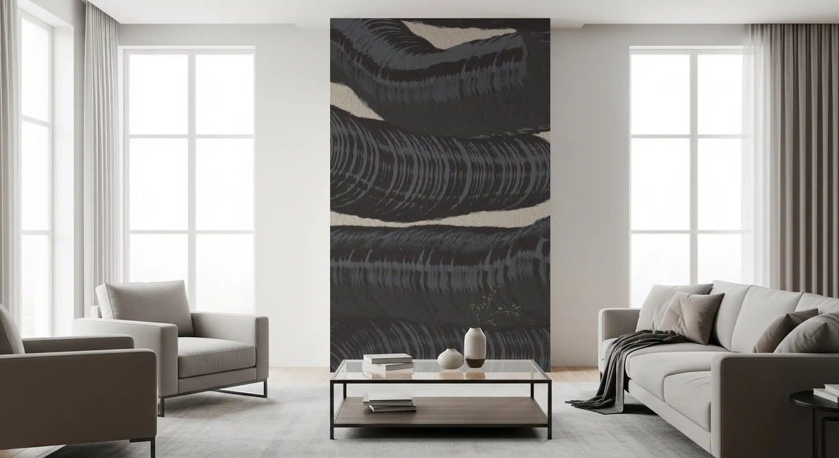 Monochrome Fluid Layers Wall Mural
