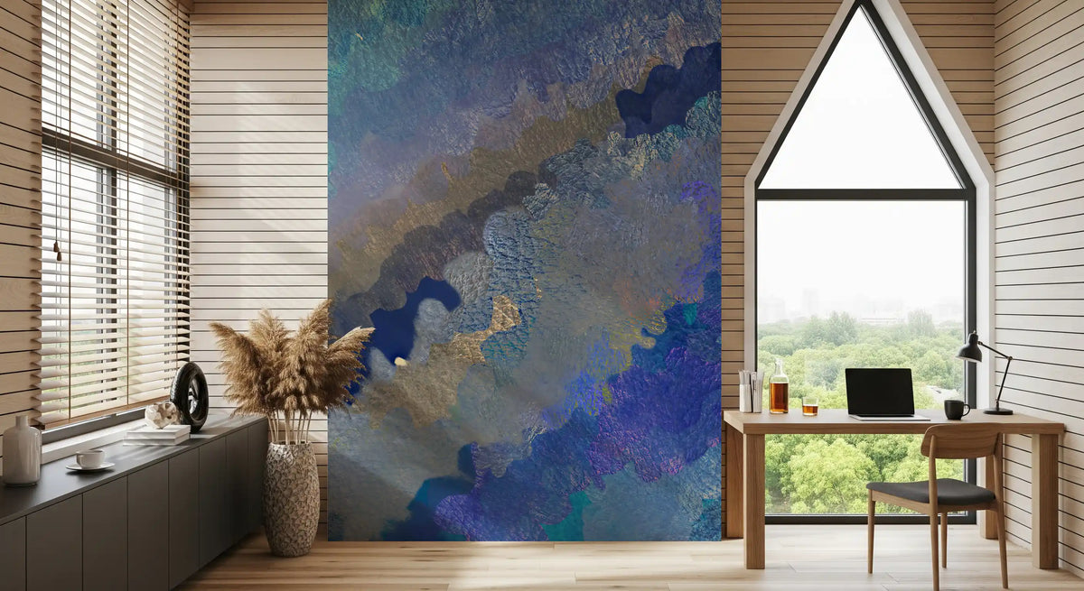 Cerulean Layers Abstract Art Wall Mural