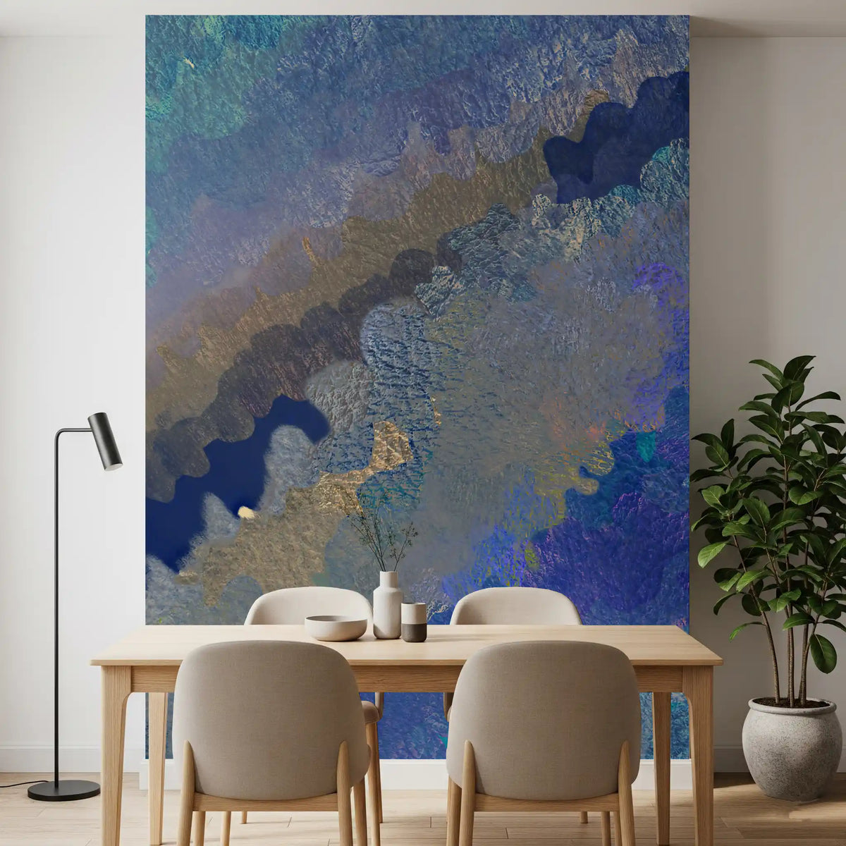 Cerulean Layers Abstract Art Wall Mural