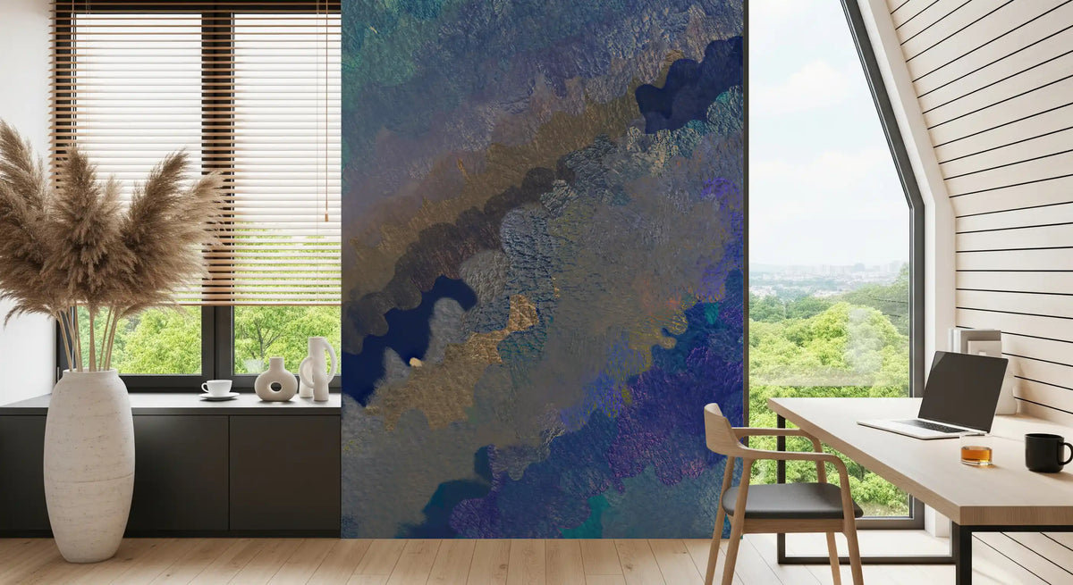 Cerulean Layers Abstract Art Wall Mural