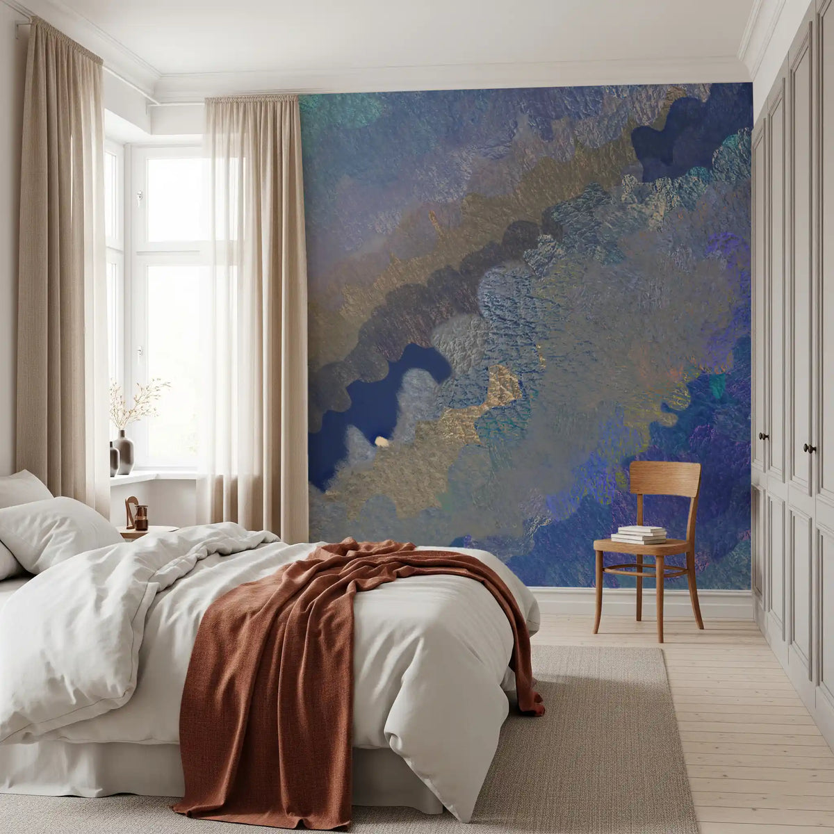 Cerulean Layers Abstract Art Wall Mural