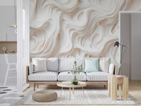 Cream Flowing Layers Abstract Wall Mural