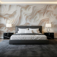 Cream Flowing Layers Abstract Wall Mural
