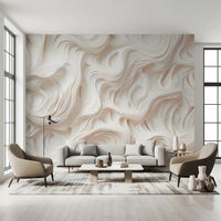 Cream Flowing Layers Abstract Wall Mural