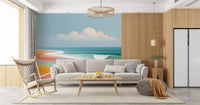 Vibrant Tropical Beach Horizon and Rolling Surf Wall Mural