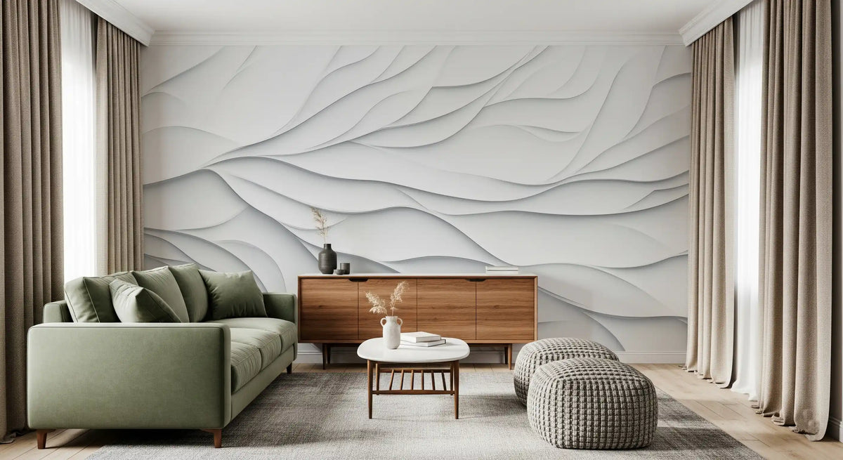 Minimalist Layered Paper Curves Wall Mural