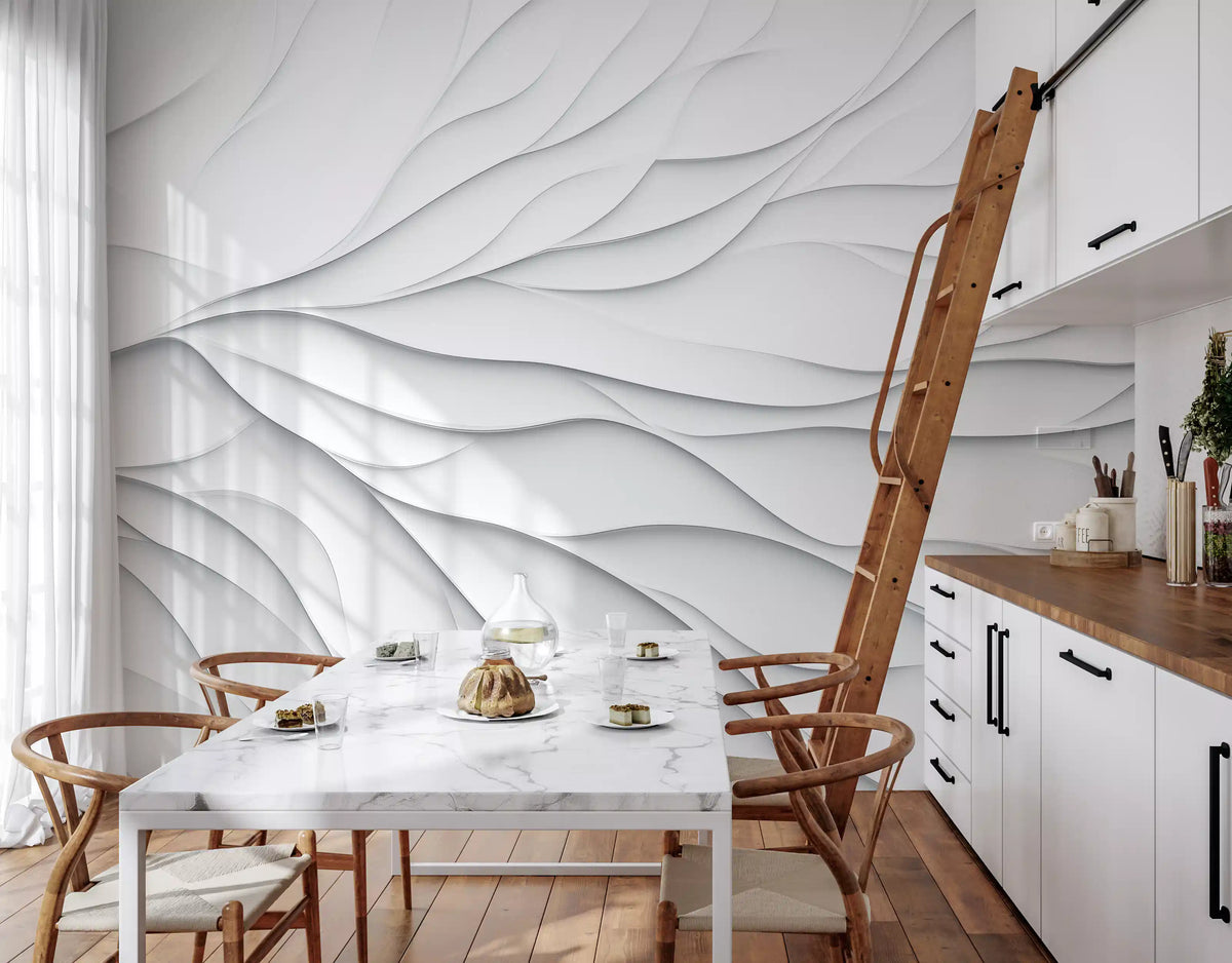 Minimalist Layered Paper Curves Wall Mural