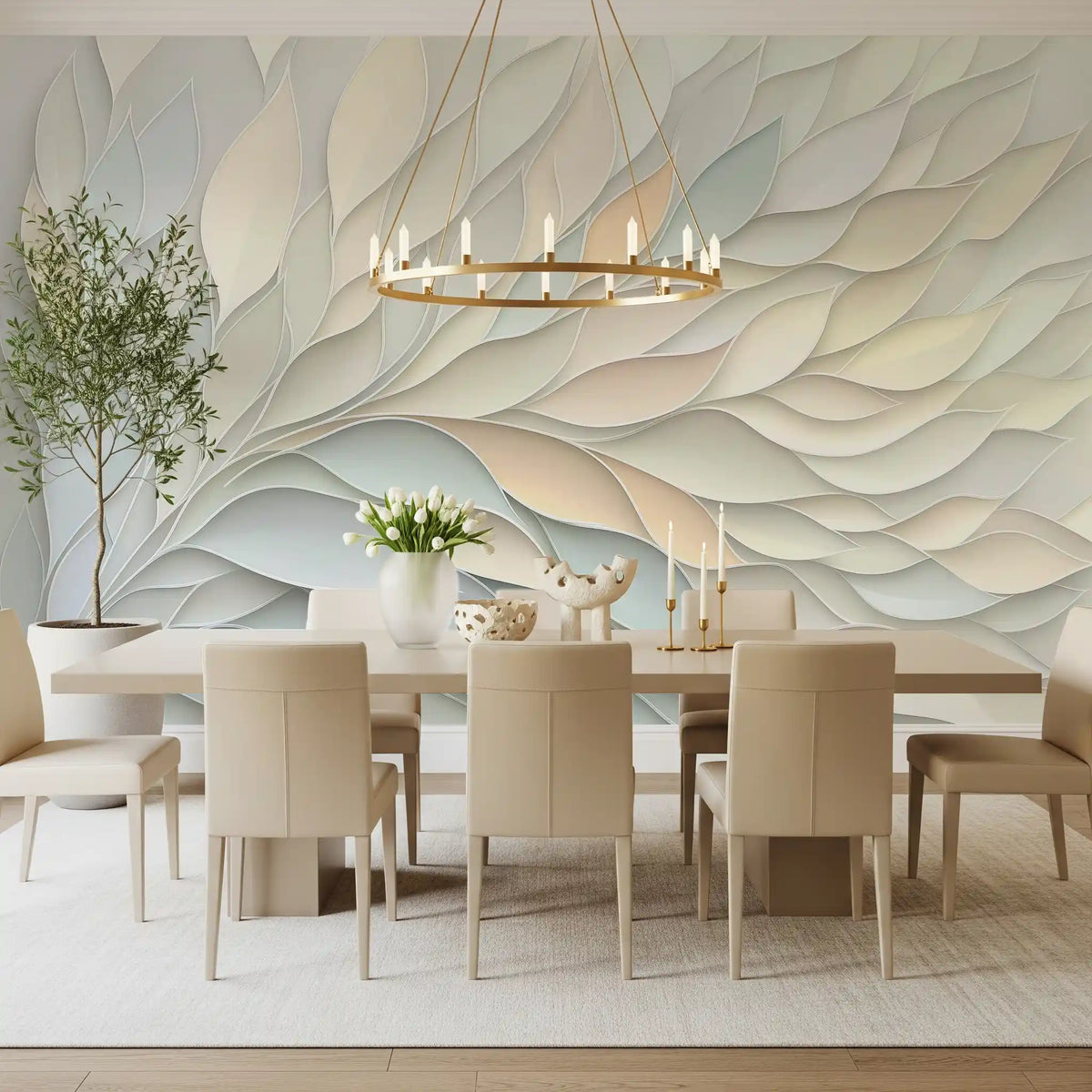 Soft Pastel Botanical Flow Wall Mural