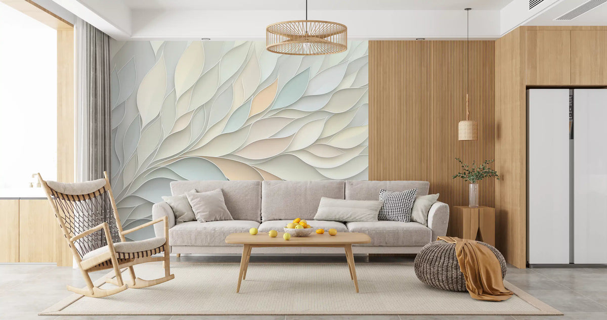 Soft Pastel Botanical Flow Wall Mural