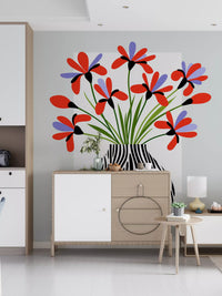 Zebra Vase Floral Bouquet Wall Mural