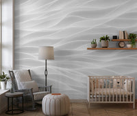 Textured White Wave Artistry Wall Mural