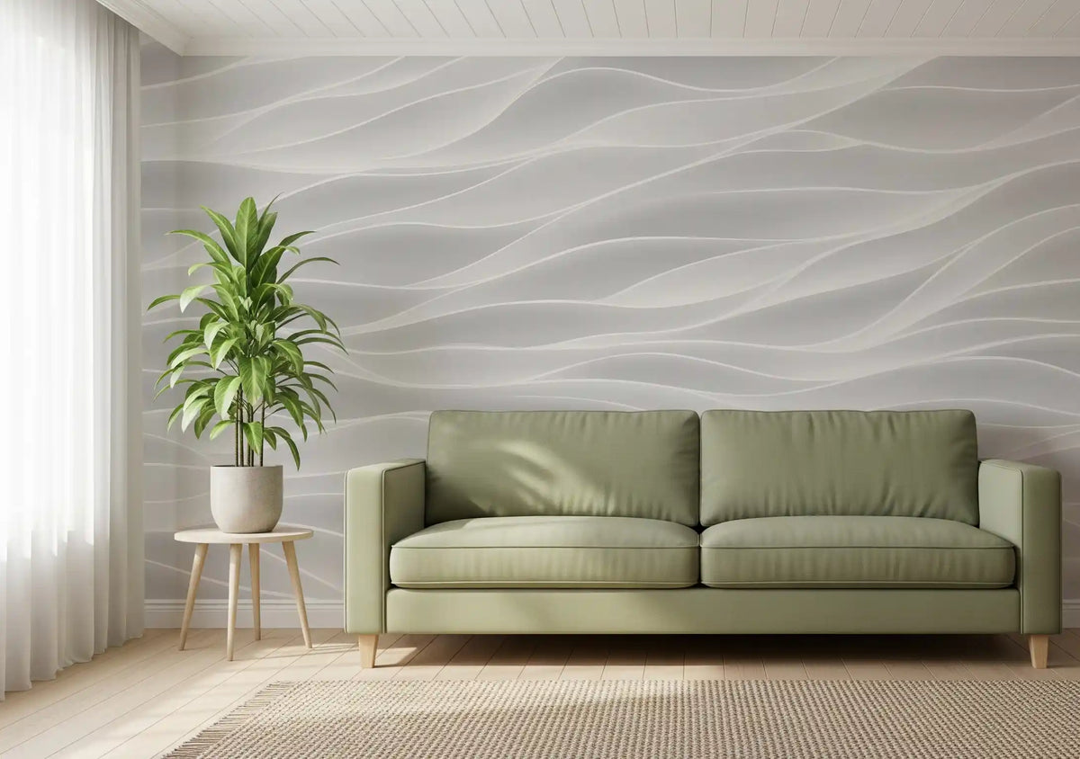 Textured White Wave Artistry Wall Mural