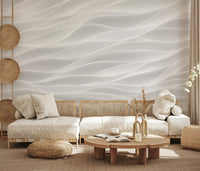 Textured White Wave Artistry Wall Mural