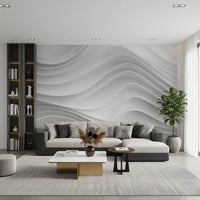 Abstract White Architectural Layers Wall Mural