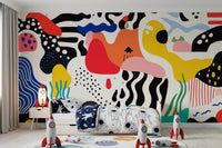 Playful Modern Shapes Collage Wall Mural