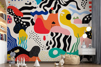 Playful Modern Shapes Collage Wall Mural
