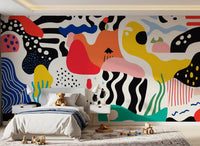 Playful Modern Shapes Collage Wall Mural