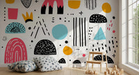 Abstract Hand-Drawn Shapes Wall Mural