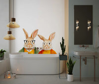 Whimsical Rabbits in Cardigans Wall Mural
