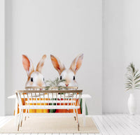 Vintage Storybook Rabbit Pair Wall Mural