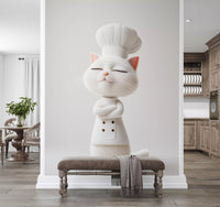 Little White Chef Cat Portrait Wall Mural