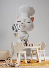 Little White Chef Cat Portrait Wall Mural