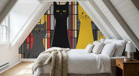 Geometric Feline Trio Wall Mural