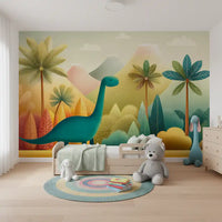 Friendly Prehistoric Jungle Landscape Wall Mural
