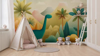 Friendly Prehistoric Jungle Landscape Wall Mural