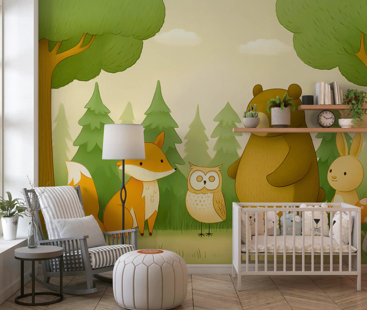 Friendly Woodland Animal Gathering Wall Mural